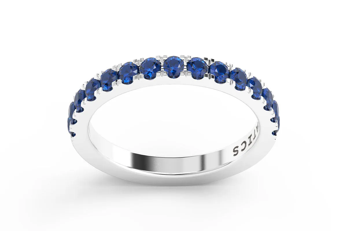 WHITE GOLD BIRTHSTONE HALF PAVE STACKING RING