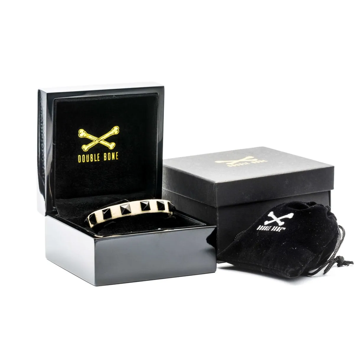 White stingray bracelet with black PVD studs for man