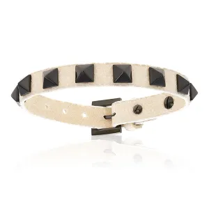 White stingray bracelet with black PVD studs for man