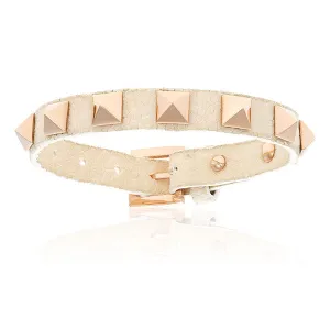 White stingray bracelet with rose gold studs for woman