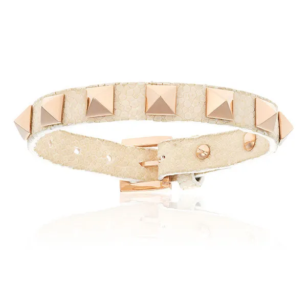 White stingray bracelet with rose gold studs for woman