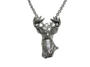 White Tailed Stag Deer Head Pendant Necklace