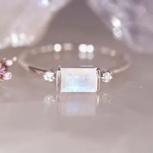 White Topaz and Moonstone Ring