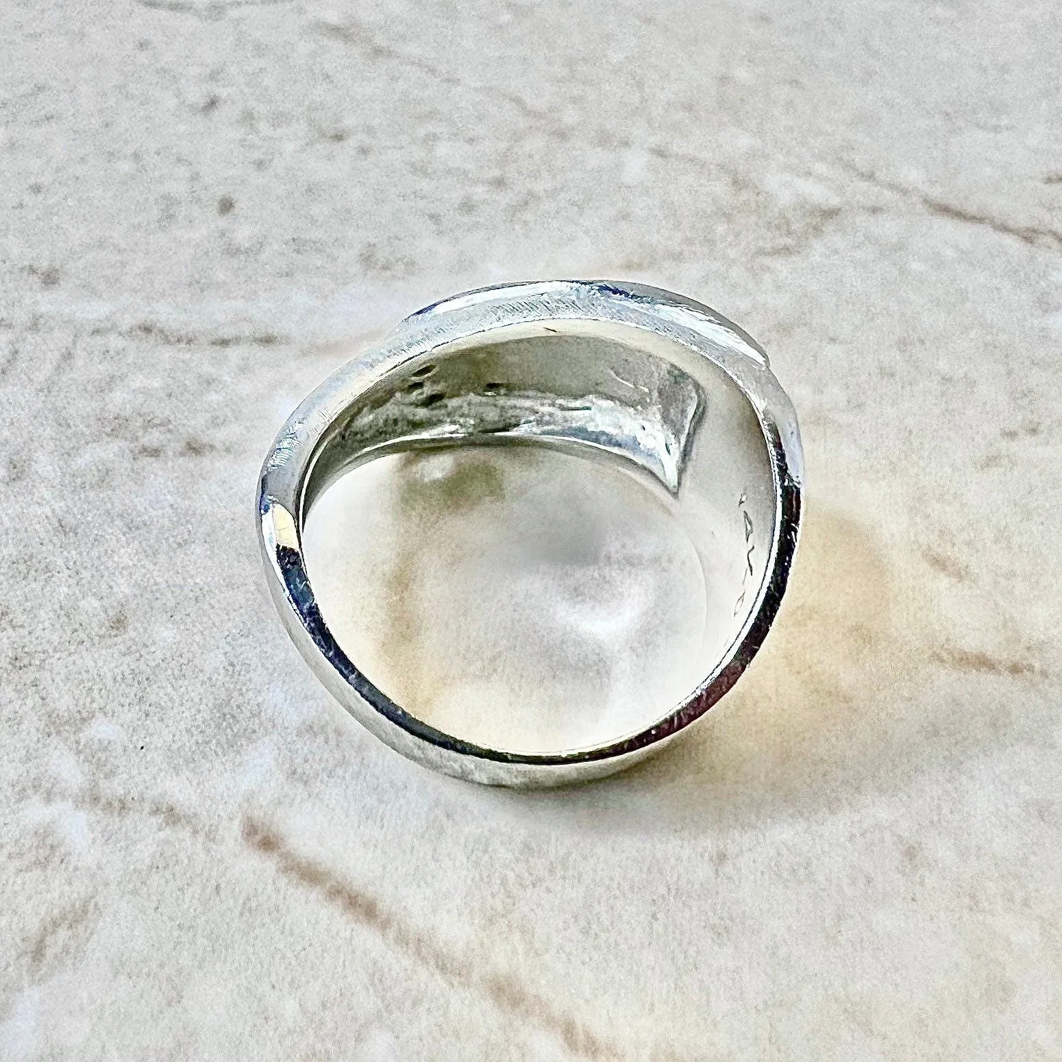 Wide Vintage Handcrafted 14 Karat White Gold Diamond Band Ring