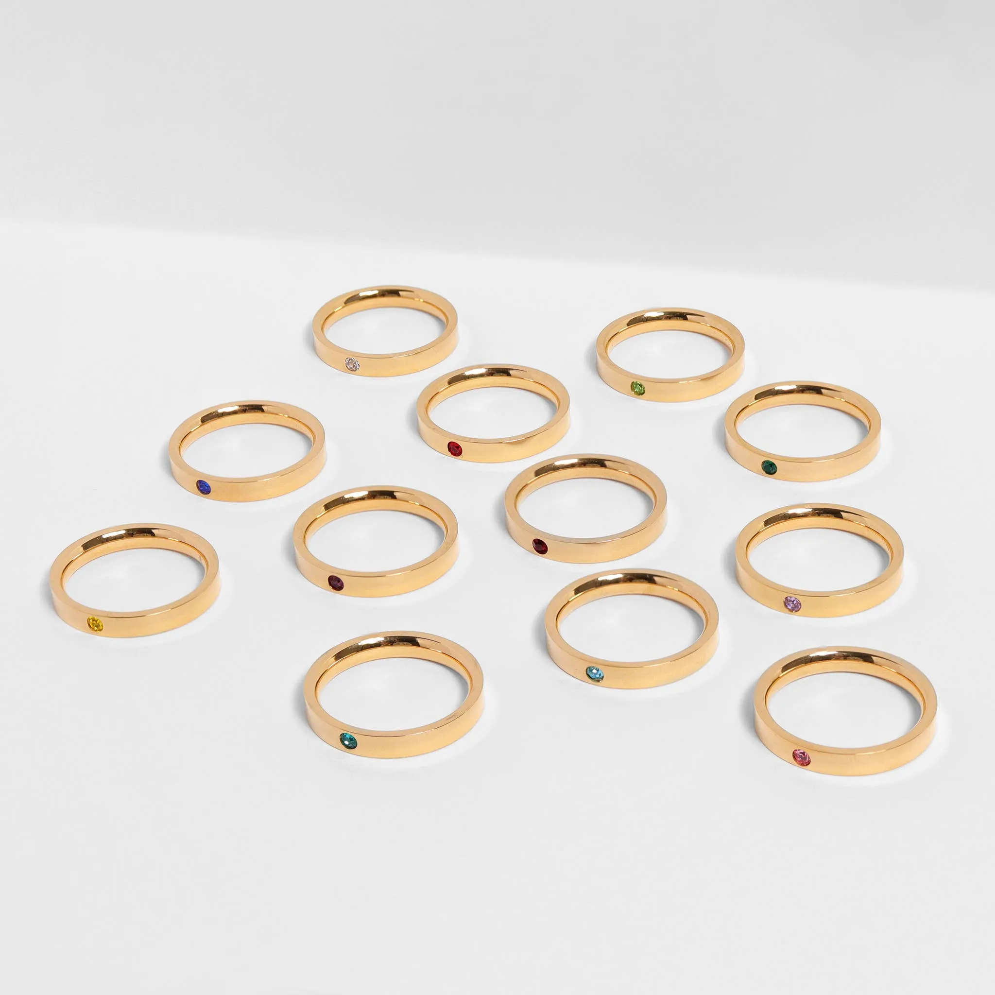 WJW - Gold Engravable Blank Birthstone Stacking Rings