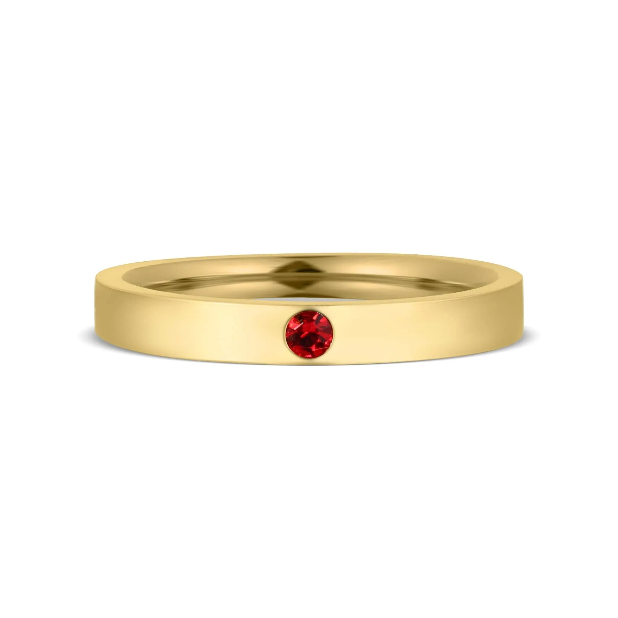 WJW - Gold Engravable Blank Birthstone Stacking Rings