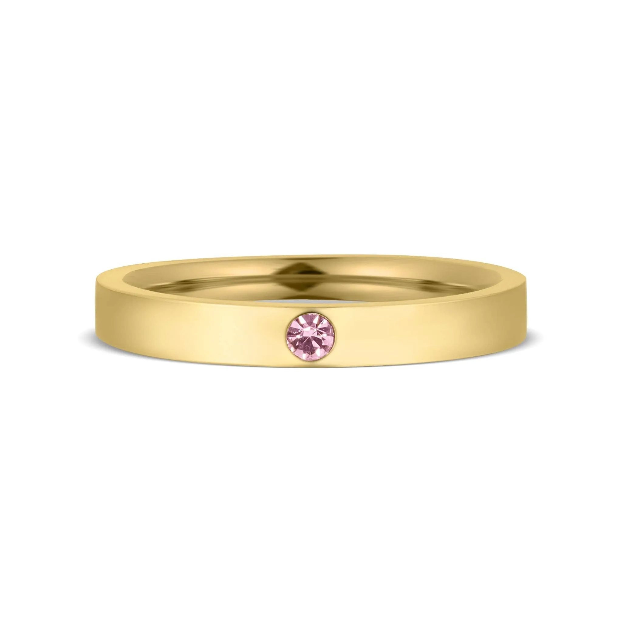 WJW - Gold Engravable Blank Birthstone Stacking Rings