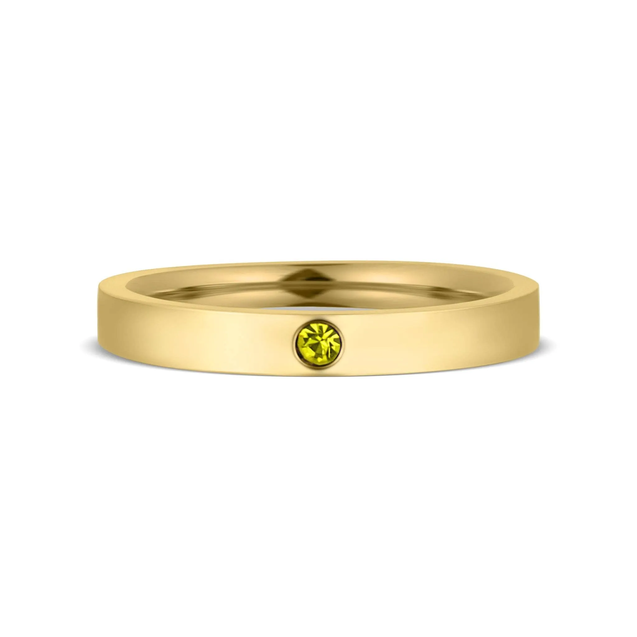 WJW - Gold Engravable Blank Birthstone Stacking Rings