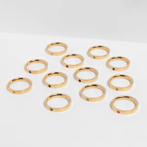WJW - Gold Engravable Blank Birthstone Stacking Rings