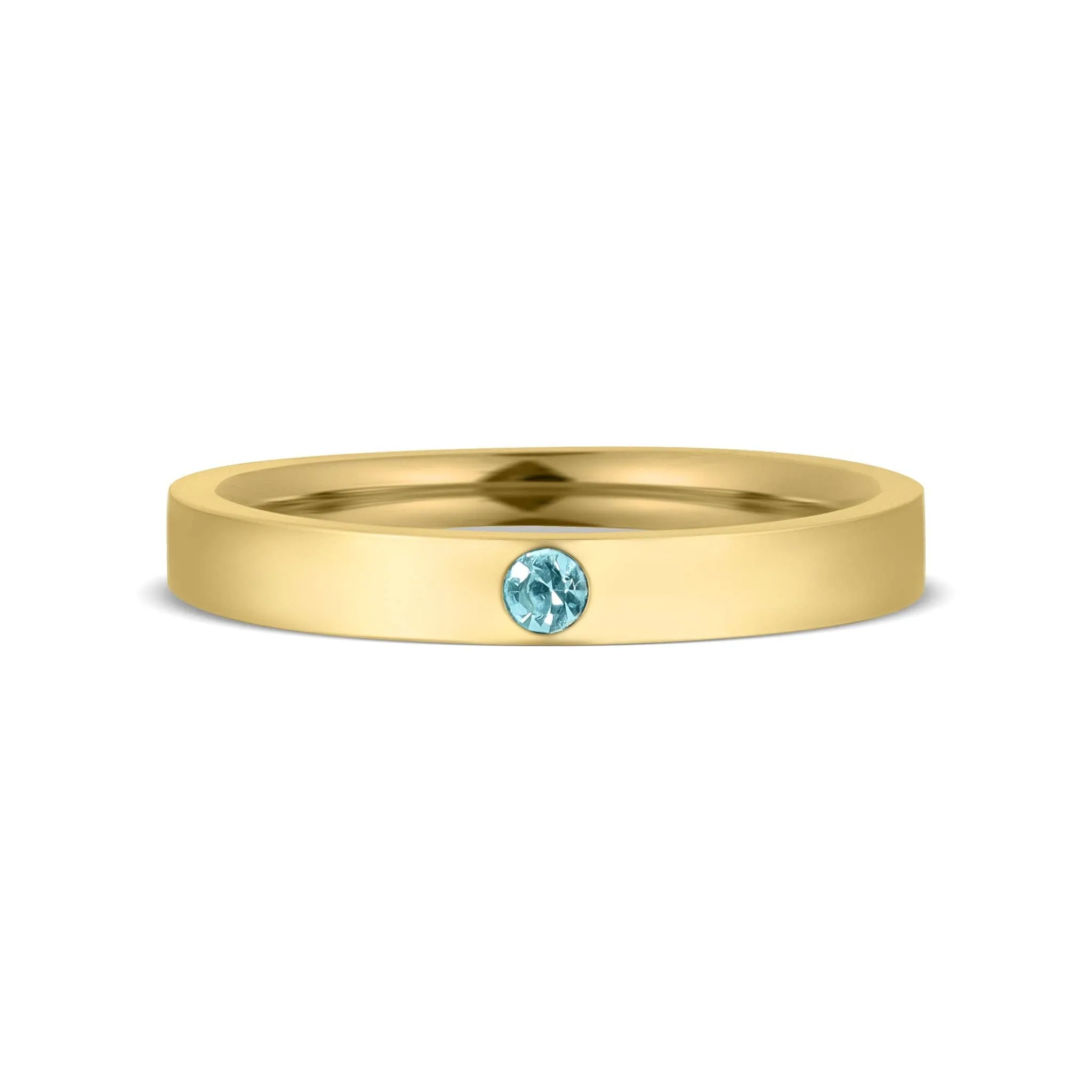 WJW - Gold Engravable Blank Birthstone Stacking Rings