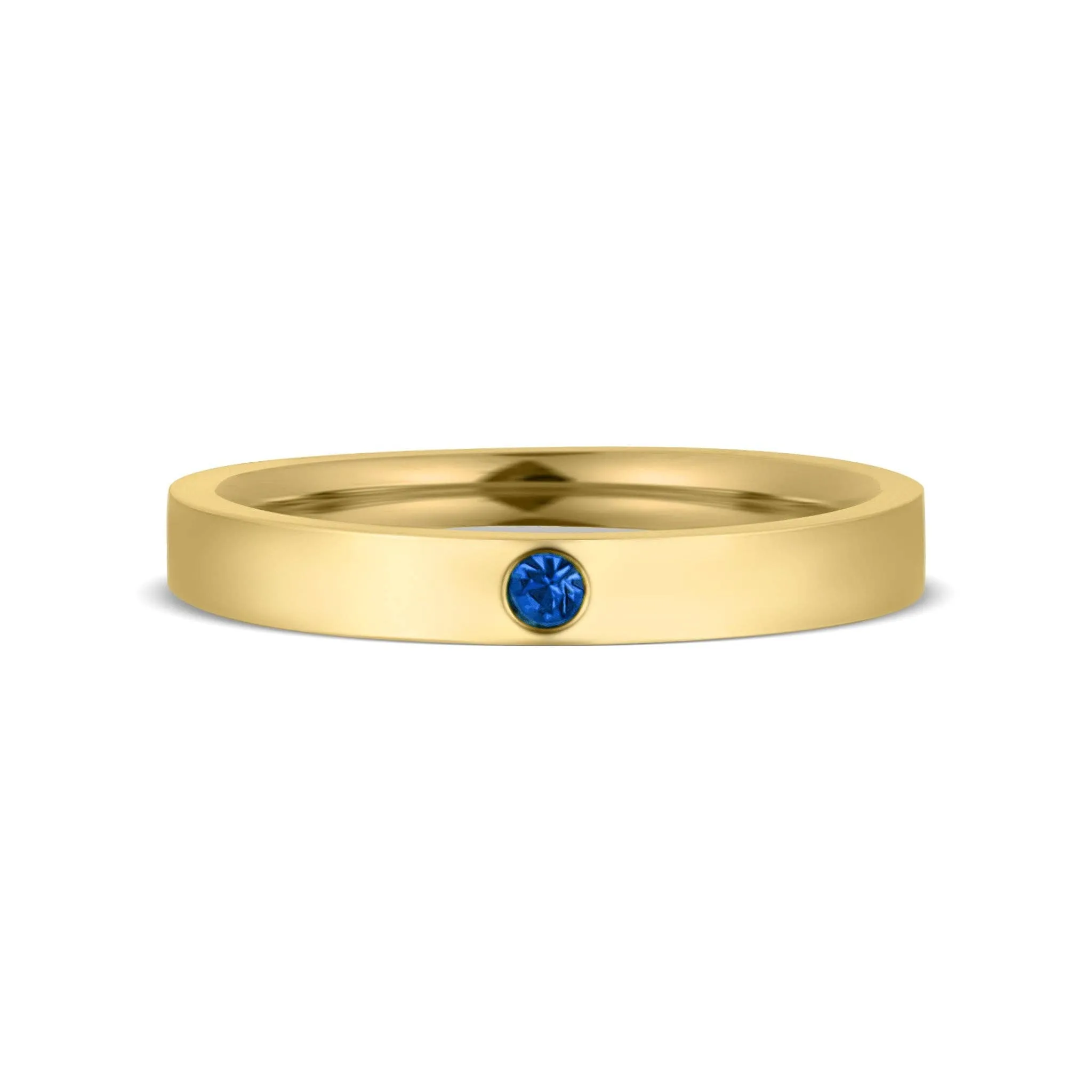 WJW - Gold Engravable Blank Birthstone Stacking Rings