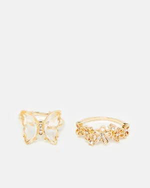 Women Gold Embellished Ring Set (Pack of 2)