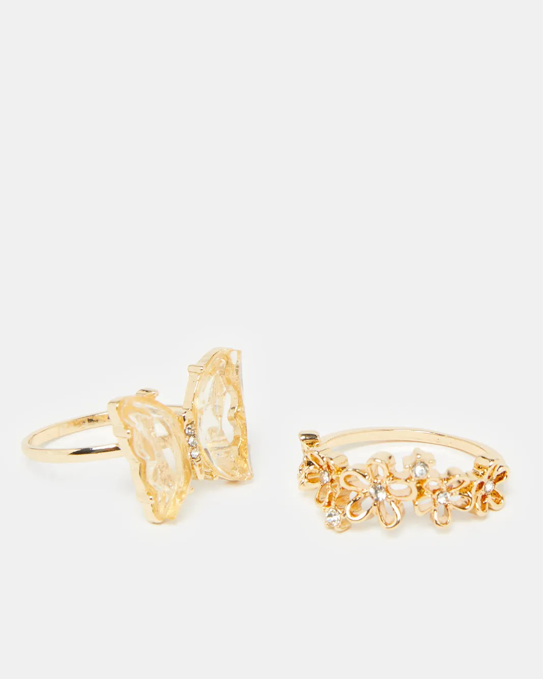Women Gold Embellished Ring Set (Pack of 2)