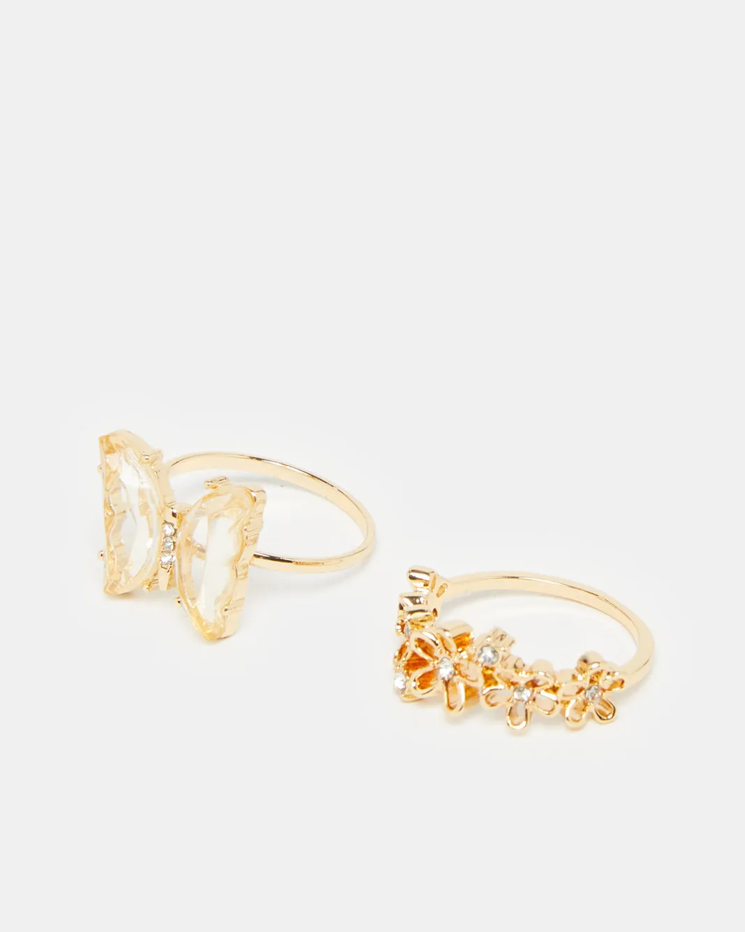 Women Gold Embellished Ring Set (Pack of 2)