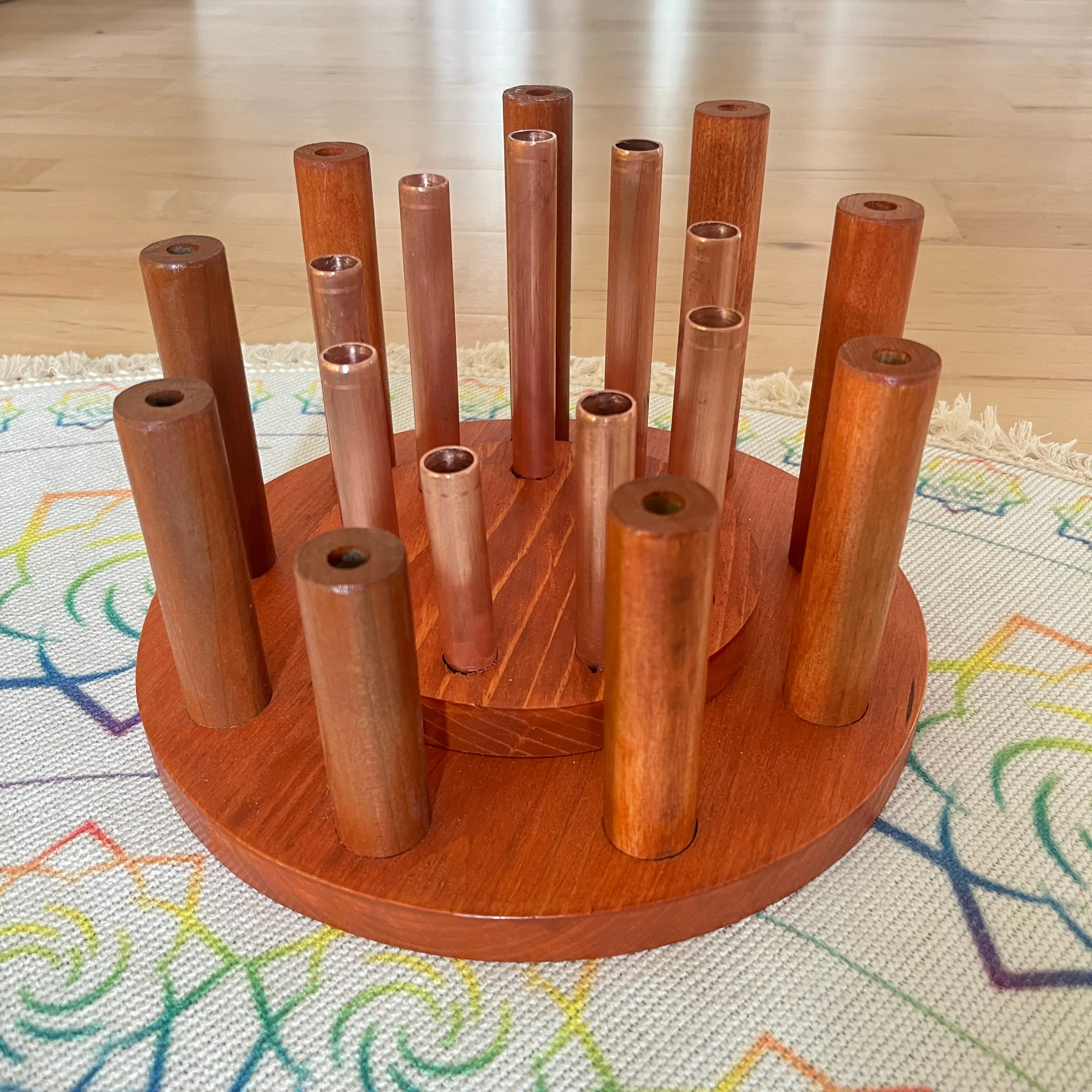 Wood and Copper Tuning Fork and Wah Wah Holder