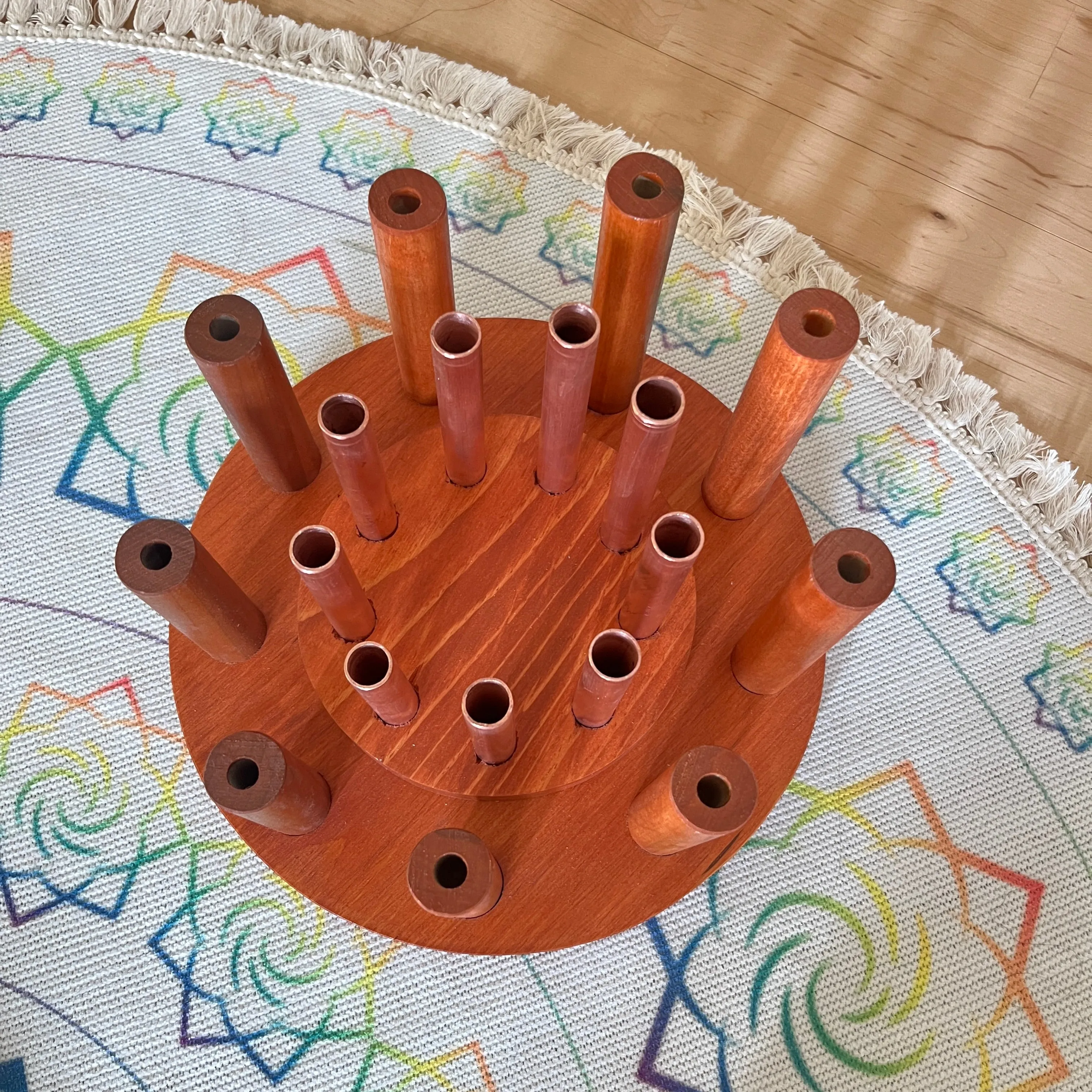 Wood and Copper Tuning Fork and Wah Wah Holder
