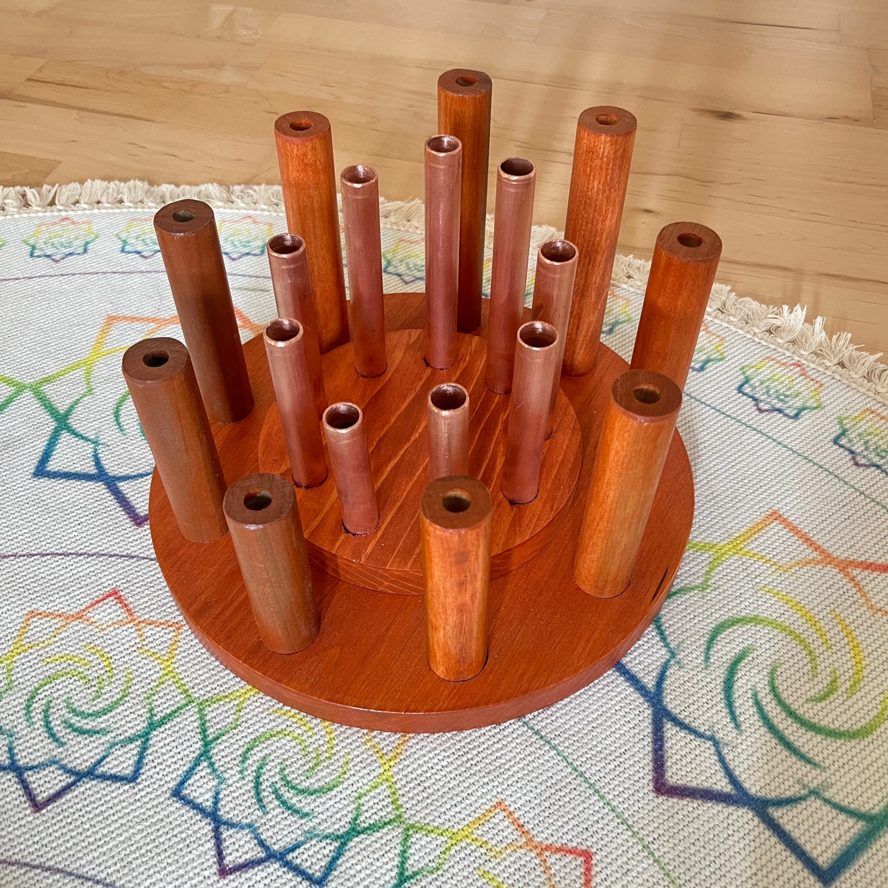 Wood and Copper Tuning Fork and Wah Wah Holder