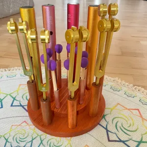 Wood and Copper Tuning Fork and Wah Wah Holder