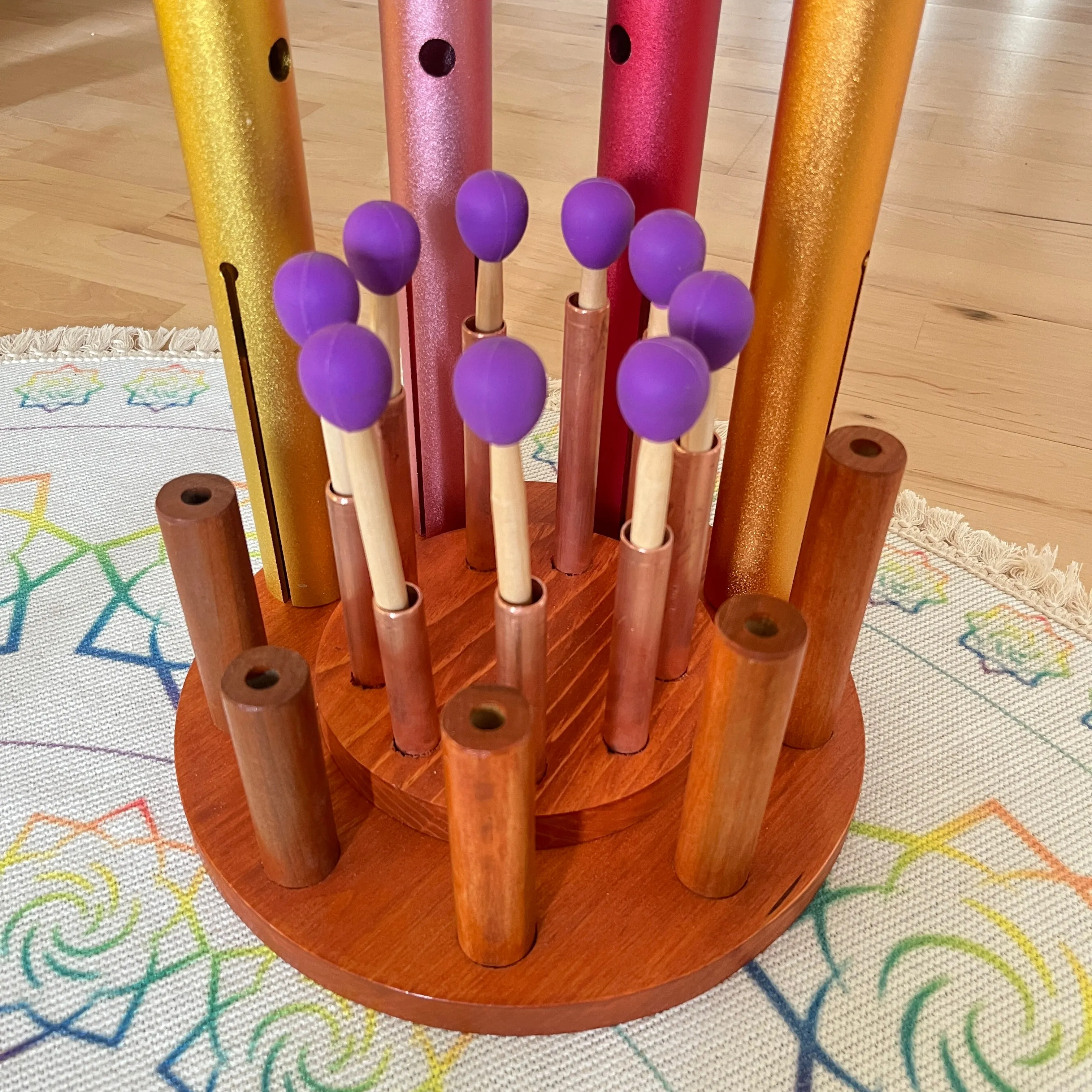 Wood and Copper Tuning Fork and Wah Wah Holder