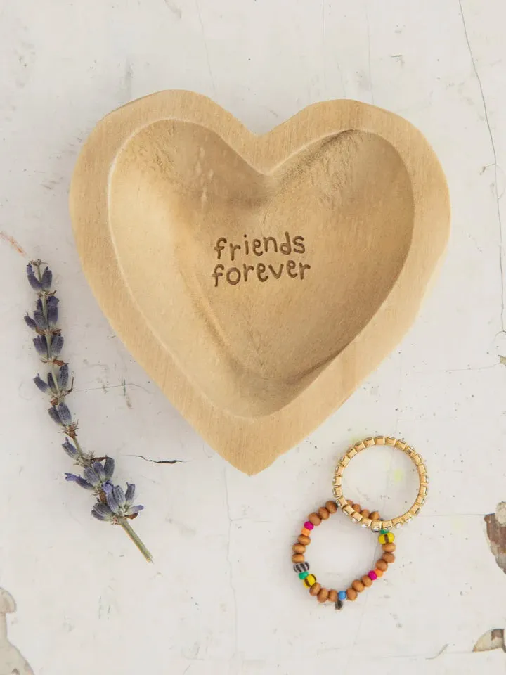 Wooden Heart Trinket Dish Friends Forever