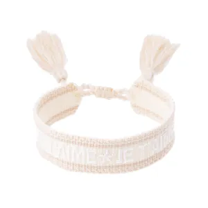 WOVEN FRIENDSHIP BRACELET "Je T'aime" Vanilla