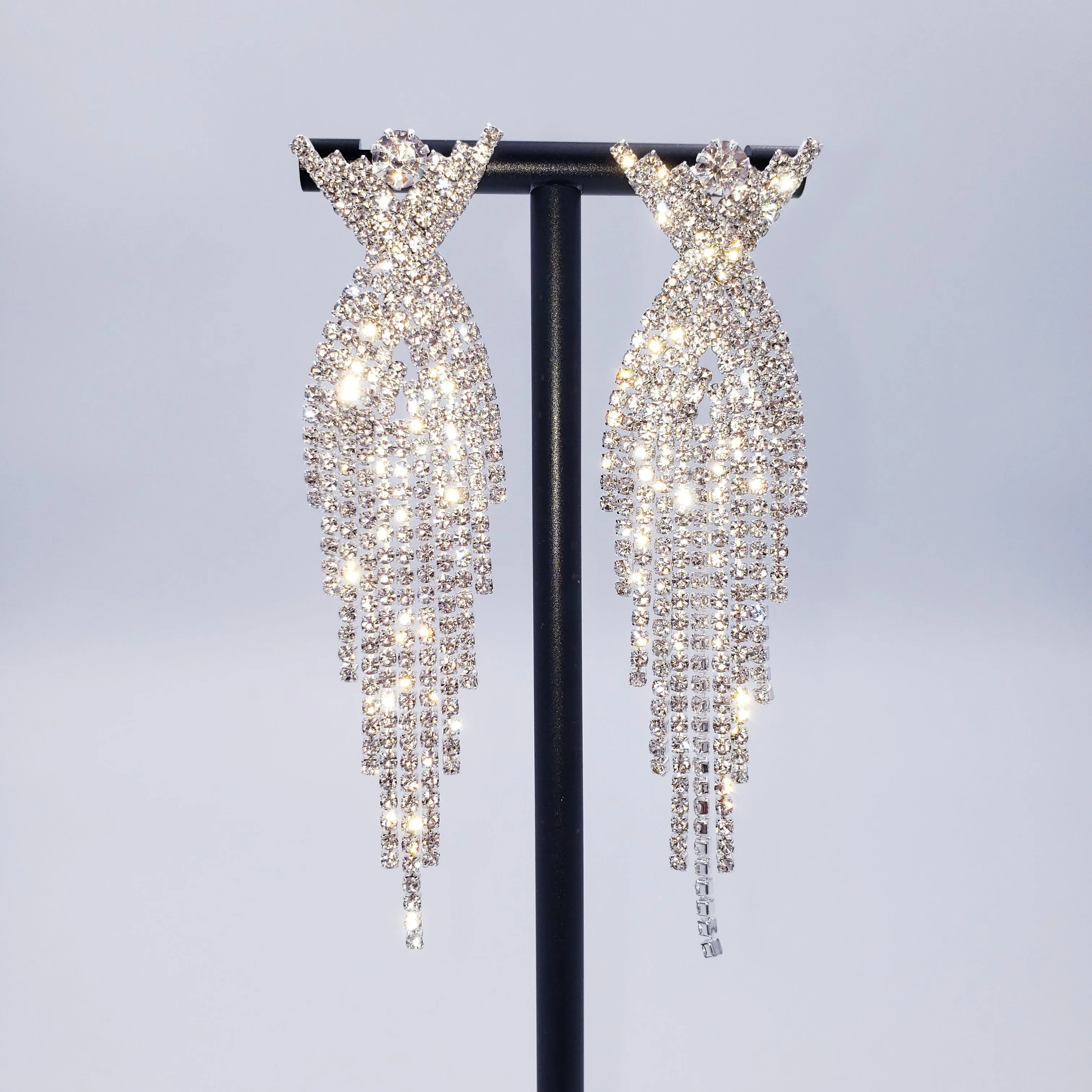 XO tassel rhinestone Earrings