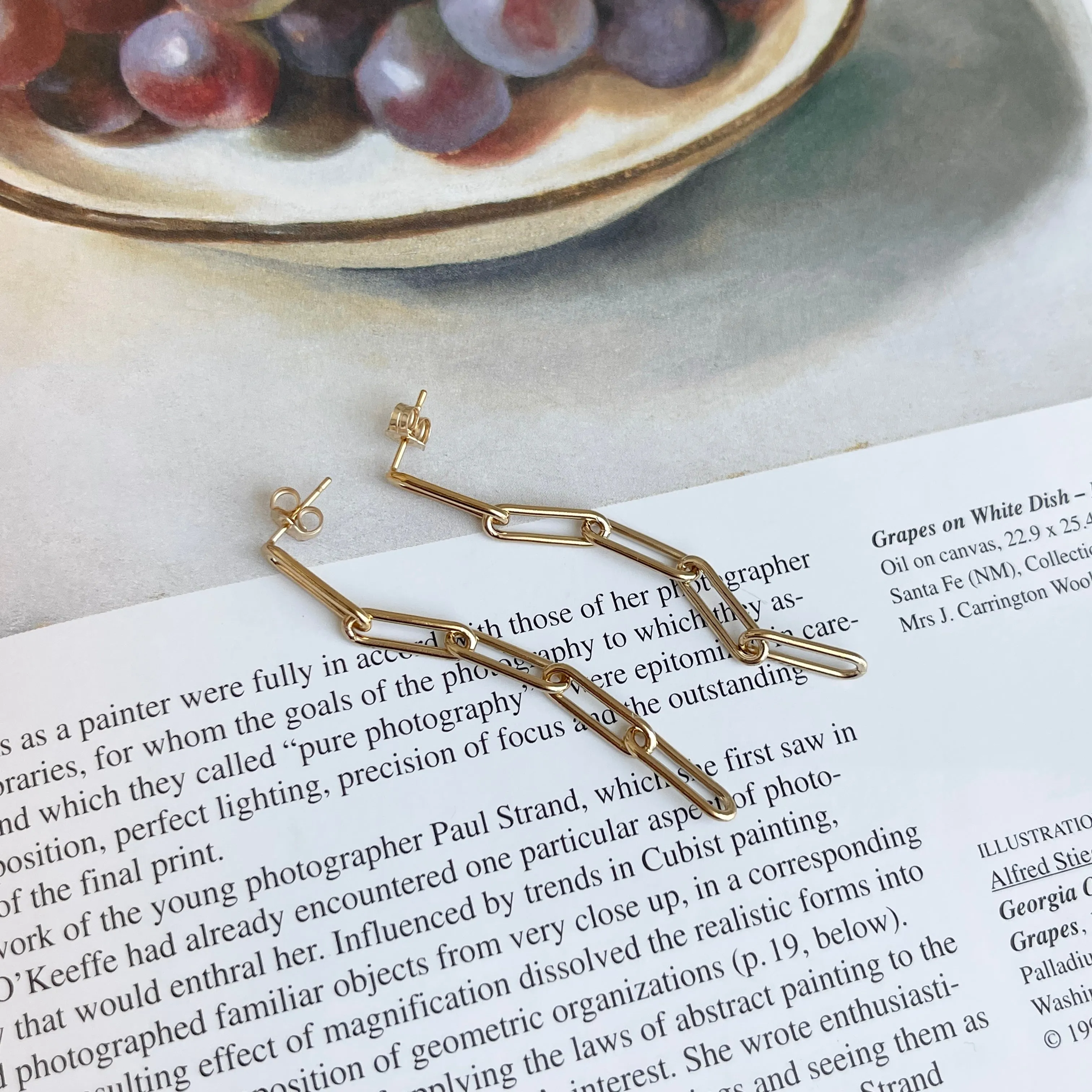 Yellow Gold Filled Paper Clip 5 Link Post Dangle Earrings