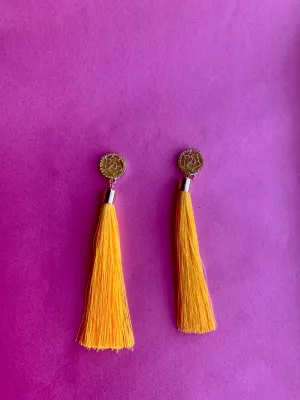 Yellow Long Tassel Earrings