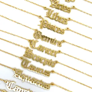 Zodiac Nameplate Necklace