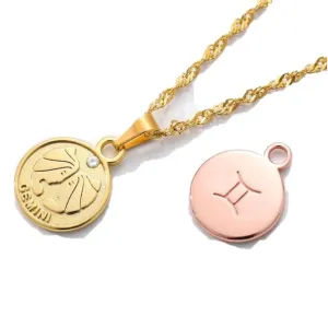 Zodiac Sign Coin Pendant Necklace